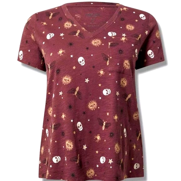 ❤️NWT VINTAGE TORRID SKULL PRINT POCKET TEE - SOFT COTTON - HALLOWEEN PLUS SIZE - Picture 9 of 14